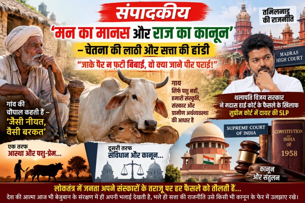 ‘मन का मानस और राज का कानून’ – चेतना की लाठी और सत्ता की हांडी “जाके पैर न फटी बिवाई, वो क्या जाने पीर पराई!”