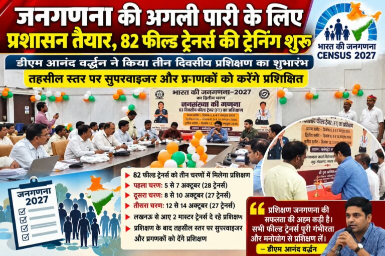 जनगणना की अगली पारी के लिए प्रशासन तैयार, 82 फील्ड ट्रेनर्स की ट्रेनिंग शुरू